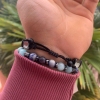 Erkek Kare Hematit Ve Akuamarin, Amazonite, Akik, Kuvars Taşlı Bileklik Seti