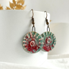Nazar Collection Seramik Küpe - Bordo Yeşil Ebruli