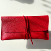 Kırmızı Haki̇ki̇ Deri̇ Bağlamali Clutch