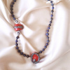 Bengü Accessories Art Series Mercan, Barok İnci, Lapis ve Hematit Taşlı Kolye