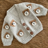 El Örgüsü Bebek Çocuk Ayıcıklı Crop Hırka + Şapka(2-4 Yaş)
