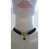 Kristal Taşlı ve Mineli Gold Obje Kadife Choker Kolye 