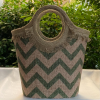 Plaj Çantası Yeşil Zigzag Desen