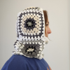 Kare Motifli Balaklava Boyunluk Şapka - Siyah