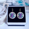 Petit Point El Nakışlı Küpe Menekşeler
