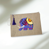 Fil Desenli Punch İşlemeli Jüt Kumaş Clutch 