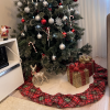 Yılbaşı Çam Ağacı Örtüsü 90 Cm Orta Jüt Ekose Keten Kumaş Noel Yeniyıl Christmas Fırfırlı 