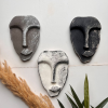 El Yapımı Taş Heykel Soyut Yüz Maske 3'li Set, Modern Beton, Eskitme Taş Görünümlü Duvar Dekor