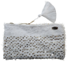 Golden Flakes - Beyaz Tüylü Ve Altın Payetli Clutch Çanta