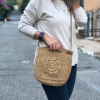 Siyah Hasır Flower El Ve Omuz Çantası