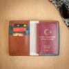 El Yapımı Pasaport Kılıfı (kahve-turkuaz)