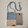 Krem Mavi Telefon Çantası