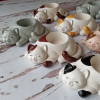2li SET Kedi Dekorlu Yumurtalık / Mumluk / Lokumluk 