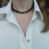 Siyah Kristal Ve Gold Dorika Boncuklu Choker Kolye