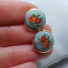 Petit Point El Nakışlı Çiçekli Küpe 
