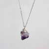Doğal Kesim Ametist Doğal Taş Kolye- Rodyum Ve Altın Kaplama- Balance Jewelry