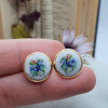 Petit Point El Nakışlı Çiçekli Küpe 