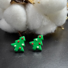 Yılbaşı Özel Mini Set Kokina Çiçeği Ve Süslü Çam Ağacı Polimer Kil Küpe