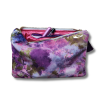 Purple Velvet Clutch - İçi Cepli Eflatun, Pembe Ve Mavi Çiçek Desenli Çanta