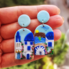 Santorini Manzarası Küpe