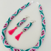 Çok Özel Pink Kolye Ve Küpe Set