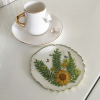 4 Adet Sarı Çiçek Bahçesi Bardak Altlığı-2 (10cm) Kolye Hediyeli