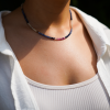 Blue, White, Some Pink Sapphire Faceted With Sterling Silver Kolye