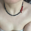 Çek Kristali Ve Doğal Mercan Minimal Kolye