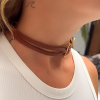 Kelebek Figürlü Hakiki Deri Choker Kolye