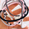 Pembe Siyah İp Örgü Desenli Kulaklık
