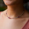 Beyaz Ve Pembe Safir Kolye Sterling Gümüş İle Birlikte