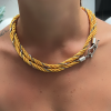 Kutcha Accessories Bayan Zincir Detaylı Wrap Kordon İp Kolye Ya Da Bileklik Kullanıma Uygun