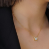 Cunda Accessories Gold Paslanmaz Çelik Kelebek Model Kolye