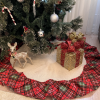 Yılbaşı Çam Ağacı Örtüsü 90 Cm Orta Jüt Ekose Keten Kumaş Noel Yeniyıl Christmas Fırfırlı 