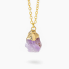Doğal Kesim Ametist Doğal Taş Kolye- Rodyum Ve Altın Kaplama- Balance Jewelry