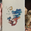 Özel Suluboya Mantar -ay Tasarım Pamuk (canvas) Bez Kaplı Hediyelik Defter