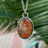 Yeşil Sarı Floral Işıltılı Kolye 