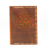 Berlin I Love Travel Baskılı, Camel Deri Pasaport Cüzdanı