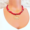 Lotus Çiçeği & Doğal Mercan Kolye/ Yaza Özel