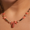 Turmalin, Mercan Ve Pembe İnci Minimalist Zarif Kolye 