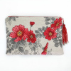 Çiçek Desenli Boncuk İşlemeli Clutch