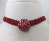 Çini Detaylı Tığ İşi Choker (Kızıl Kahve)
