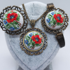 El Yapımı Kolye, Yüzük Ve Bileklik Seti Poppy Flower