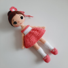 Elchandmade Amigurumi Pembe Elbiseli Çiçek Detaylı Bebek