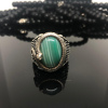 Malakit Taşlı, Yılan Figürlü, 925k Sterling Silver Yüzük 