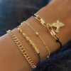 Kadın Gold Minimal İp Ve Zincir Bileklik 4 Lü Set