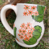 Turuncu Çiçekli Seramik Kupa / Mug
