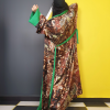 Özel Tasarım Parlak Kahve Yeşil Kimono