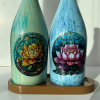 Özel Tasarım Lotus Çiçeği Desenli Sunum Stantlı 2'li 75 Ml Zeytinyağı Sıvıyağ Şişesi Yağdanlık