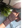 Trendy Metalik Kahve Parmaksız Eldiven